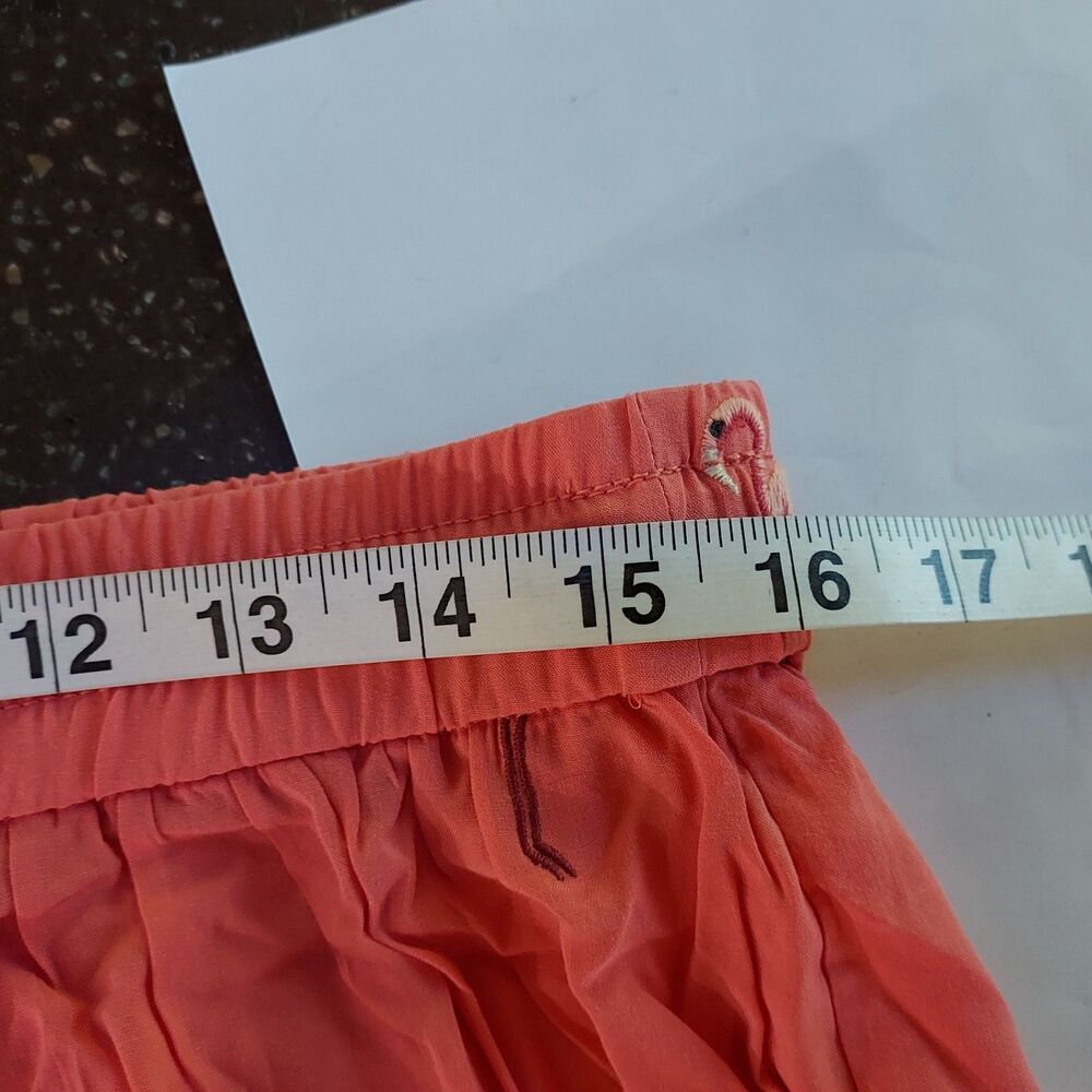 LOFT Embroidered Flamingo Rayon Shorts Flowy Drawstring Elastic Waist Size Small - Picture 7 of 9